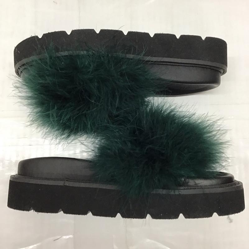 マウジー MOUSSY サンダル サンダル 010AAS52-5080 FEATHER FLAT SANDALS 箱有 タグ付き M 無地 黒 / ブラック / X 緑 / グリーン /  レディース USED 古着 中古 10116256