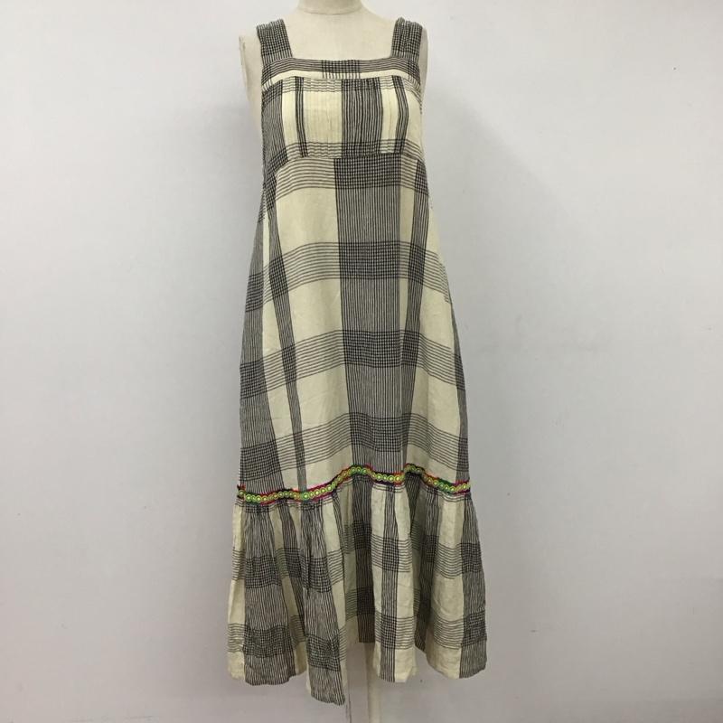 ビームスボーイ BEAMS BOY ワンピース ロングスカート trepied ノースリーブ チェック 黒 / ブラック / X アイボリー / アイボリー /  レディース USED 古着 中古 10114029