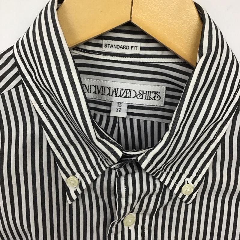 インディビジュアライズドシャツ INDIVIDUALIZED SHIRTS シャツ、ブラウス 長袖 長袖シャツ ストライプシャツ ボタンダウンシャツ ストライプ 白 / ホワイト / X 黒 / ブラック /  メンズ USED 古着 中古 10130724