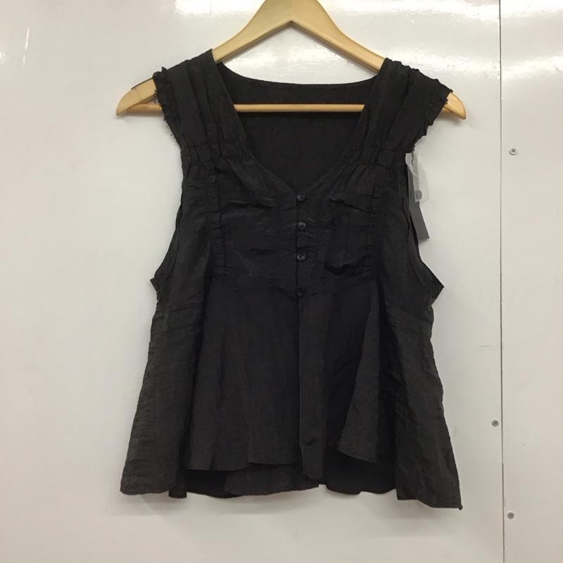 ジーナシス JEANASIS シャツ、ブラウス 半袖 ワッシャー サテン タグ付 FREE 無地 黒 / ブラック /  レディース USED 古着 中古 10144548