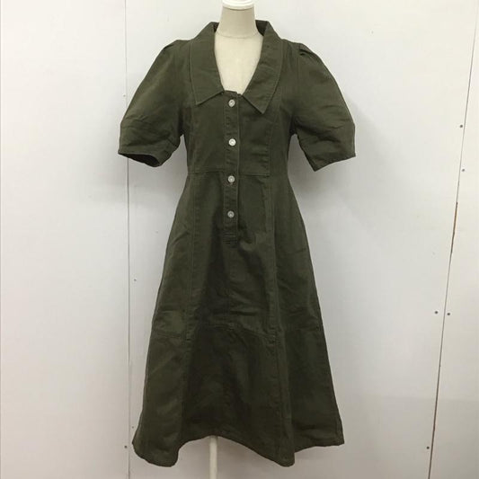 マウジー MOUSSY ワンピース ロングスカート 010ea711-5300 BIGCOLLARMIDIドレス 半袖デニムワンピース 前開シャツロングワンピース 1 無地 カーキ / カーキ /  レディース USED 古着 中古 10107729