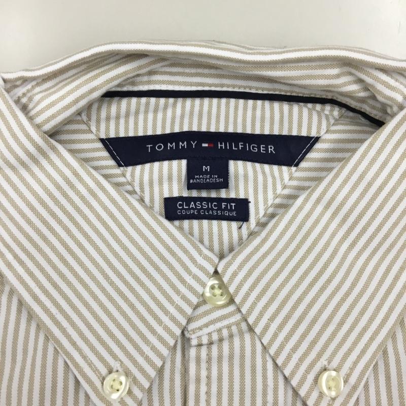 トミーヒルフィガー TOMMY HILFIGER シャツ、ブラウス 長袖 ボタンダウンシャツ M ストライプ 白 / ホワイト / X ベージュ / ベージュ /  メンズ USED 古着 中古 10112795