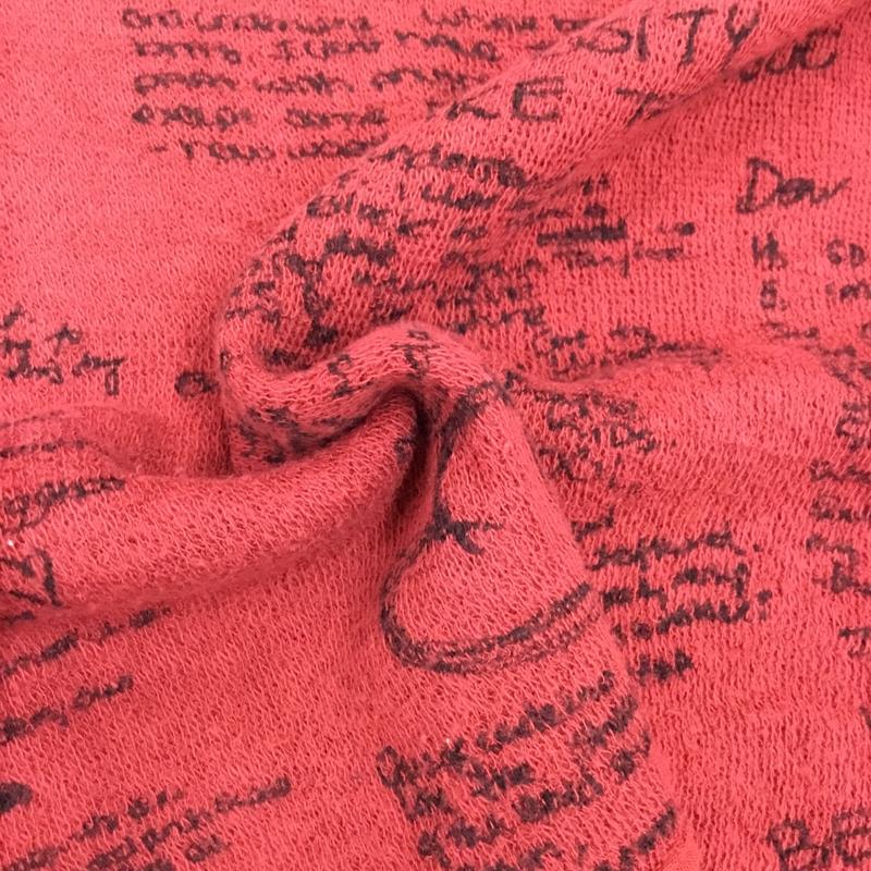 ヒステリックグラマー HYSTERIC GLAMOUR ニット、セーター 長袖 0121CS01 落書きパターン FREE 総柄 えんじ / ワインレッド /  レディース USED 古着 中古 10118044