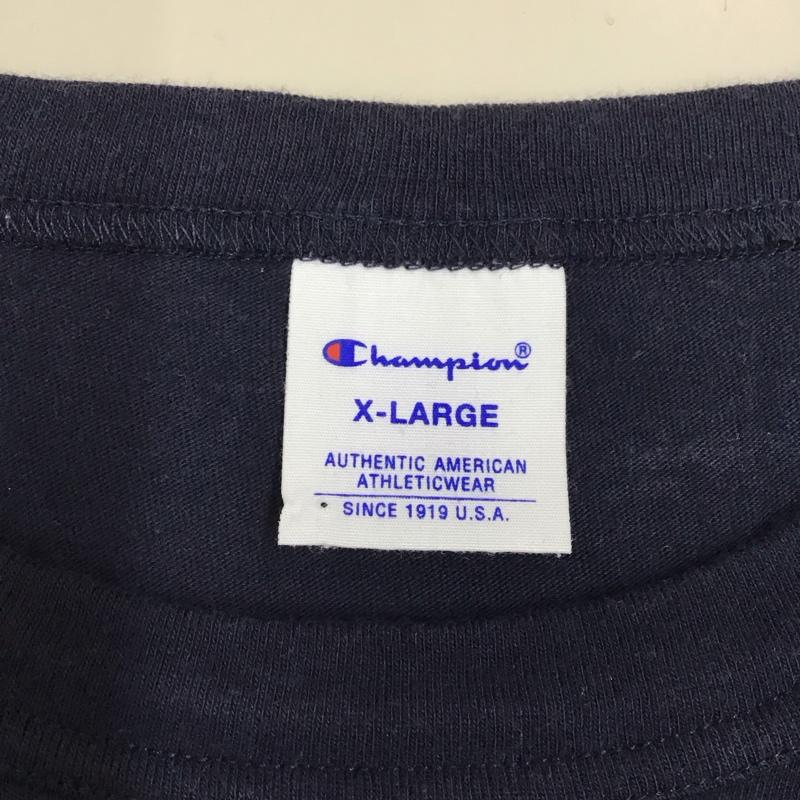 チャンピオン Champion Tシャツ 半袖 C3-P300 ショートスリーブTシャツ クルーネックカットソー XL ロゴ、文字 紺 / ネイビー /  メンズ USED 古着 中古 10116900