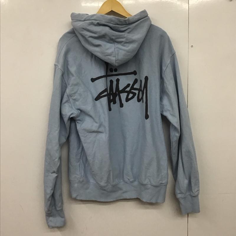 ステューシー STUSSY パーカー 長袖 長袖パーカー プルオーバーパーカー スウェット M ロゴ、文字 水色 / ライトブルー /  メンズ USED 古着 中古 10149284