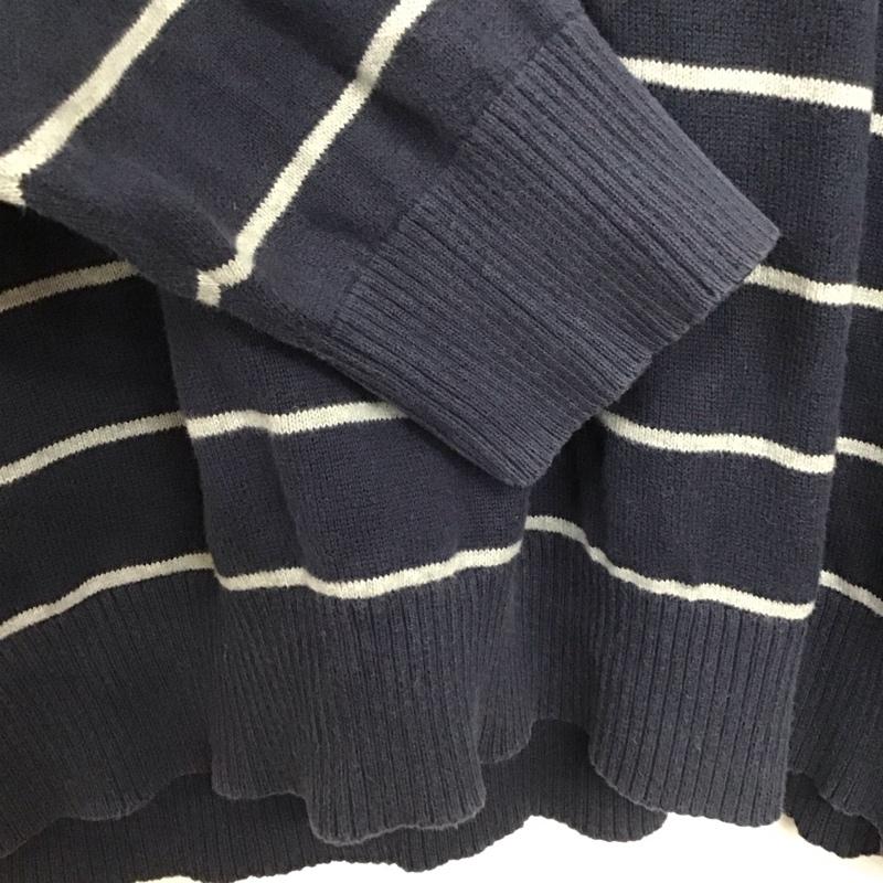 トミーヒルフィガー TOMMY HILFIGER ニット、セーター 長袖 長袖ニットカットソー Vネック セーター L ボーダー柄 紺 / ネイビー /  メンズ USED 古着 中古 10143542