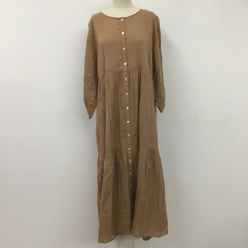 サマンサモスモス Samansa Mos2 ワンピース ロングスカート fiz-1106184 半袖ワンピース 前開 ロングワンピース フレアワンピース ノーカラーシャツワンピース FREE 無地 茶 / ブラウン /  レディース USED 古着 中古 10105962