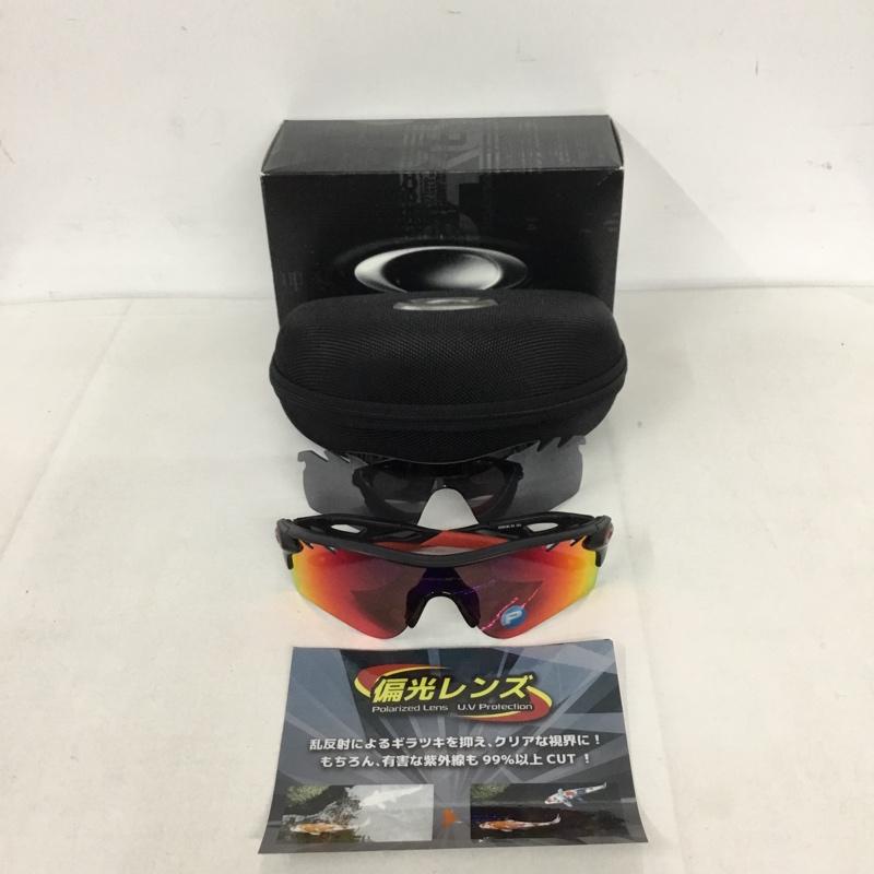 オークリー OAKLEY めがね・サングラス サングラス OO9181-23 131 RADARLOCK ミラーレンズ スポーツサングラス 箱有 ロゴ、文字 黒 / ブラック / X 赤 / レッド /  メンズ USED 古着 中古 10129366