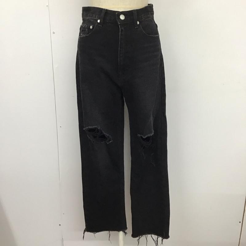 エモダ EMODA パンツ デニム、ジーンズ ダメージ ハイウエスト ダメージ加工 黒 / ブラック /  レディース USED 古着 中古 10111071