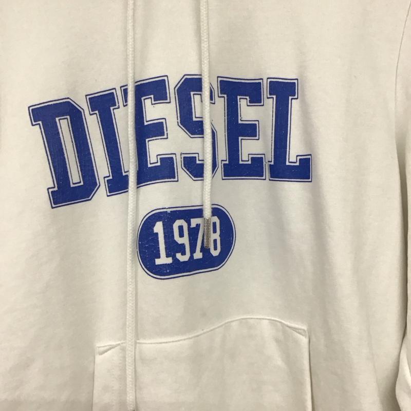 ディーゼル DIESEL パーカー 長袖 長袖パーカー プルオーバーパーカー スウェット L ロゴ、文字 白 / ホワイト /  メンズ USED 古着 中古 10144503