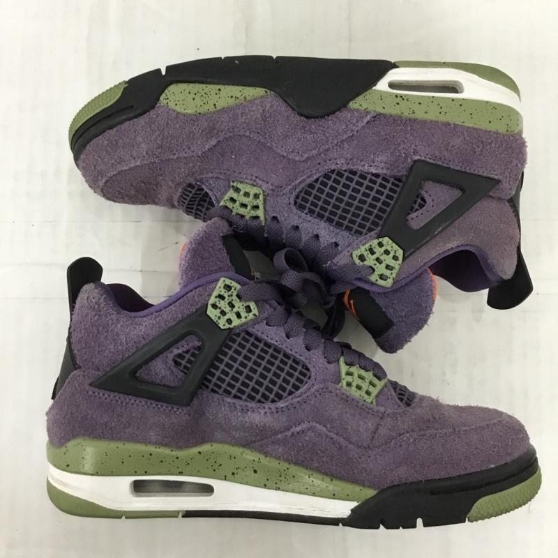 ナイキ NIKE スニーカー スニーカー AQ9129-500 WMNS AIR JORDAN 4 RETRO 23.5cm 23.5cm ワンポイント 紫 / パープル / X 黒 / ブラック / X カーキ / カーキ /  レディース USED 古着 中古 10109899