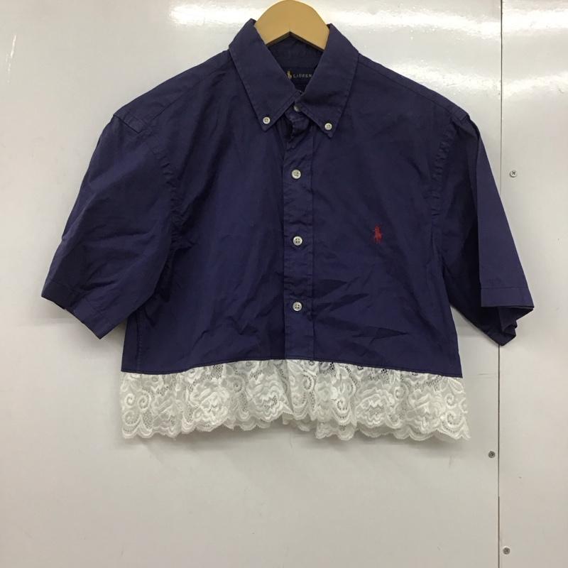 ラルフローレン RALPHLAUREN シャツ、ブラウス 半袖 リメイク S 無地 紺 / ネイビー /  レディース USED 古着 中古 10144552