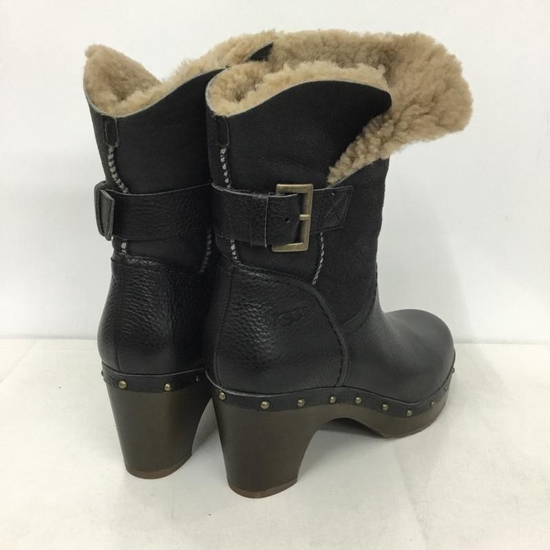 アグ UGG ブーツ ショートブーツ 1003856 AMORET ヒール 裏ボア 23cm 23.0cm ロゴ、文字 黒 / ブラック /  レディース USED 古着 中古 10142179