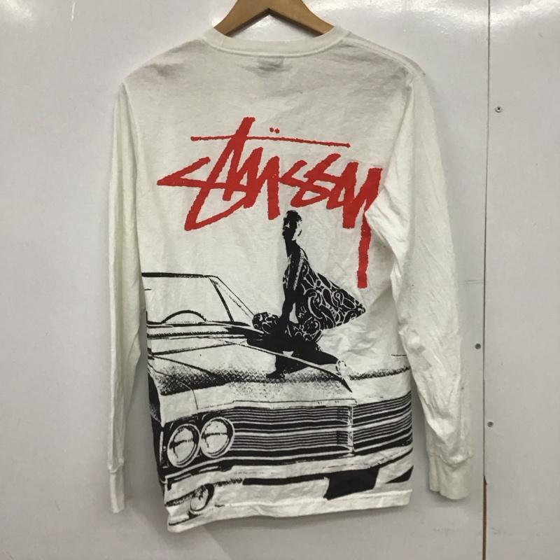 ステューシー STUSSY カットソー 長袖 長袖カットソー プリントカットソー クルーネック S ロゴ、文字 白 / ホワイト /  メンズ USED 古着 中古 10149191