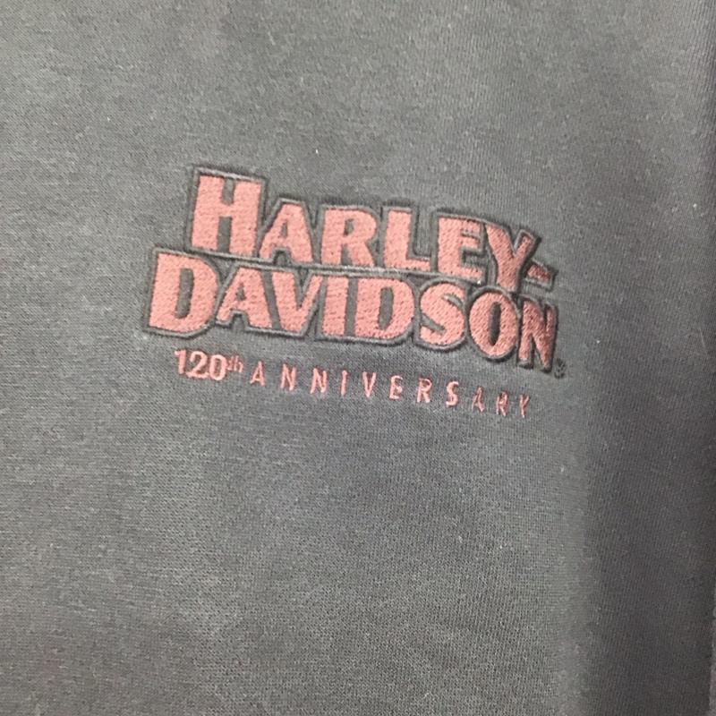 ハーレーダビッドソン Harley-Davidson トレーナー 長袖 長袖トレーナー スウェット クルーネック プルオーバー XL ロゴ、文字 黒 / ブラック /  メンズ USED 古着 中古 10145845