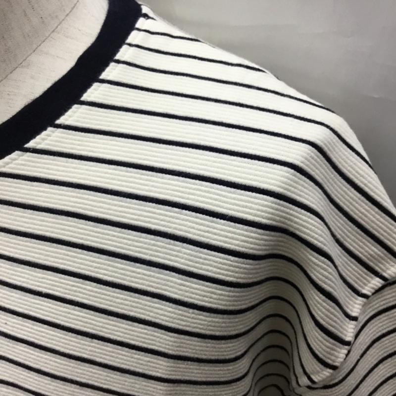 ザラ ZARA カットソー 半袖 半袖カットソー プリントTシャツ クルーネックカットソー XL ボーダー柄 白 / ホワイト / X 紺 / ネイビー /  メンズ USED 古着 中古 10116866