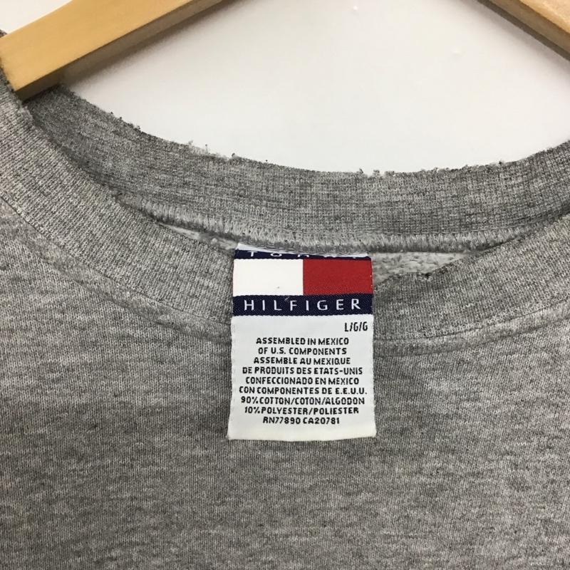 トミーヒルフィガー TOMMY HILFIGER トレーナー 長袖 長袖トレーナー スウェット クルーネック プルオーバー 90s L ロゴ、文字 灰 / グレー /  メンズ USED 古着 中古 10141820