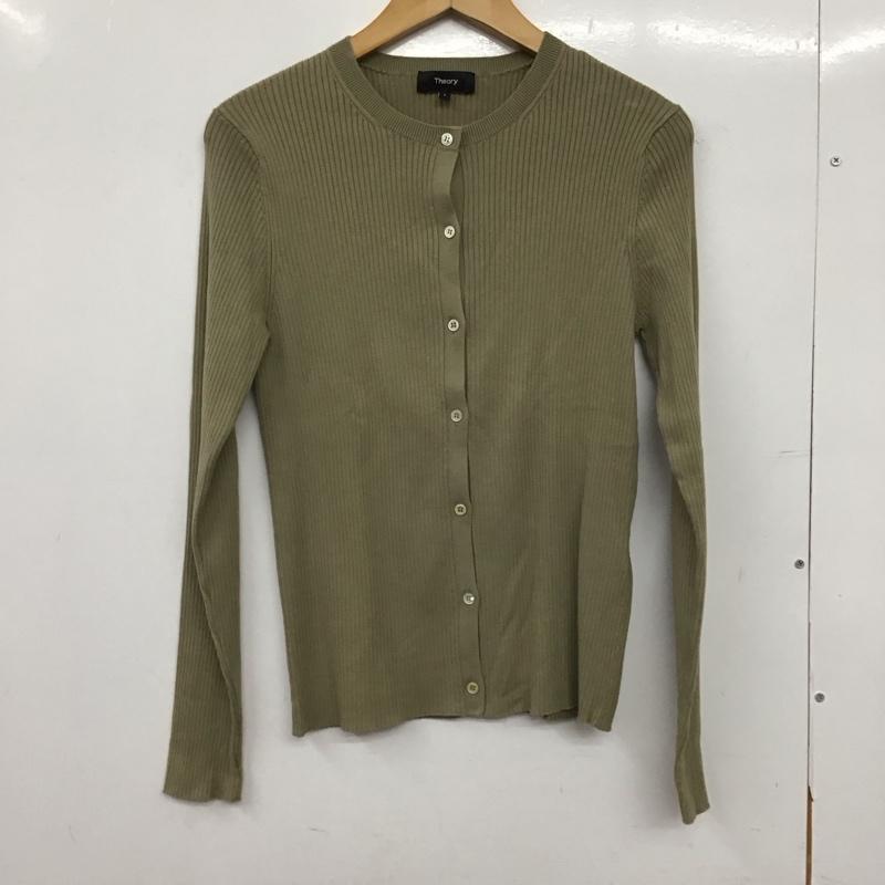 セオリー theory カーディガン 長袖 S 無地 カーキ / カーキ /  レディース USED 古着 中古 10150805