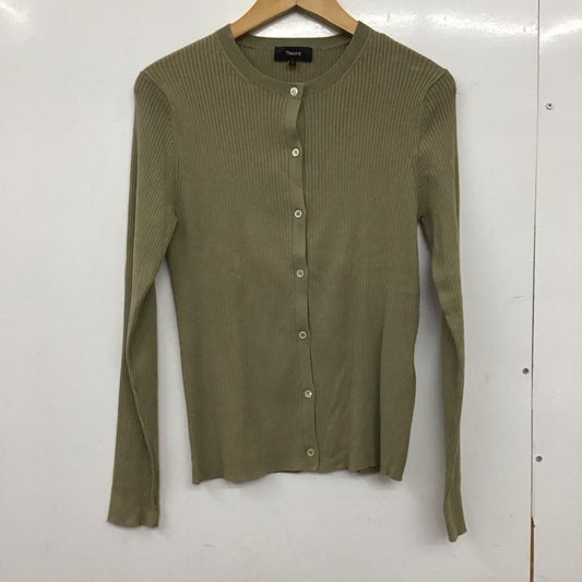 セオリー theory カーディガン 長袖 S 無地 カーキ / カーキ /  レディース USED 古着 中古 10150805