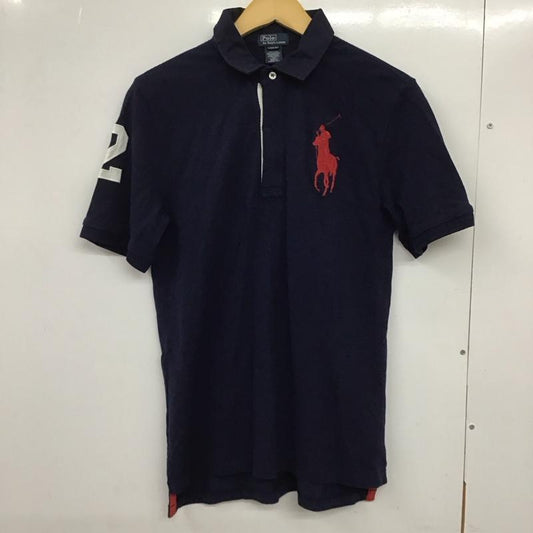 ポロバイラルフローレン Polo by RALPH LAUREN ポロシャツ 半袖 半袖ポロシャツ 半袖カットソー カラーシャツ L ロゴ、文字 紺 / ネイビー /  メンズ USED 古着 中古 10132670