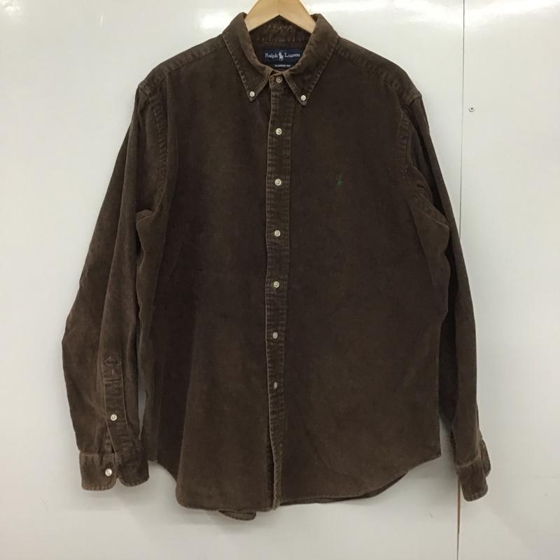 ラルフローレン RALPHLAUREN シャツ、ブラウス 長袖 長袖シャツ コーデュロイシャツ カジュアルシャツ XL ロゴ、文字 茶 / ブラウン /  メンズ USED 古着 中古 10147826