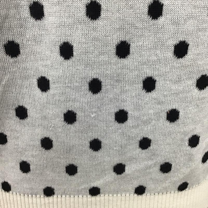 セシルマクビー CECIL McBEE カーディガン 長袖 クルーネック ドット 白 / ホワイト / X 黒 / ブラック /  レディース USED 古着 中古 10116762