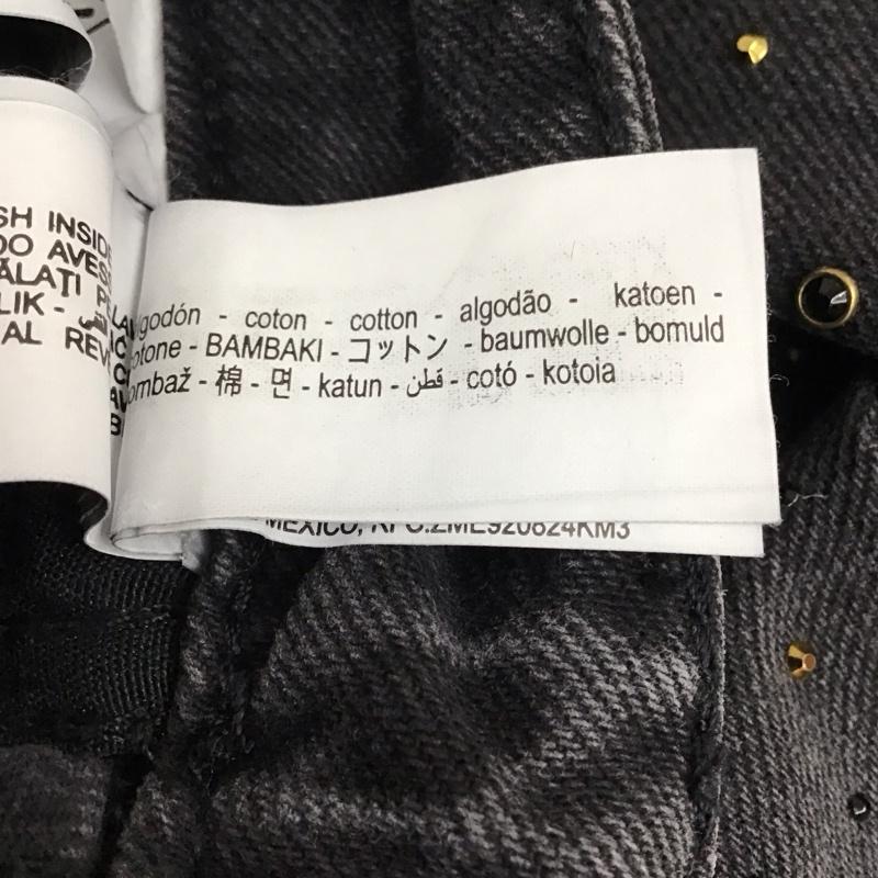 ザラ ZARA パンツ デニム、ジーンズ 6147 195 800 ストレート ハイウエスト スタッズ ビーズ カットオフ 無地 黒 / ブラック /  レディース USED 古着 中古 10120873