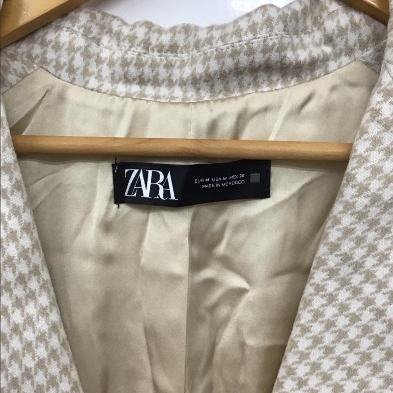 ザラ ZARA コート コート一般 2226/475/075 ハウンドトゥース プラッシュコート M  白 / ホワイト / X ベージュ / ベージュ /  レディース USED 古着 中古 10131663