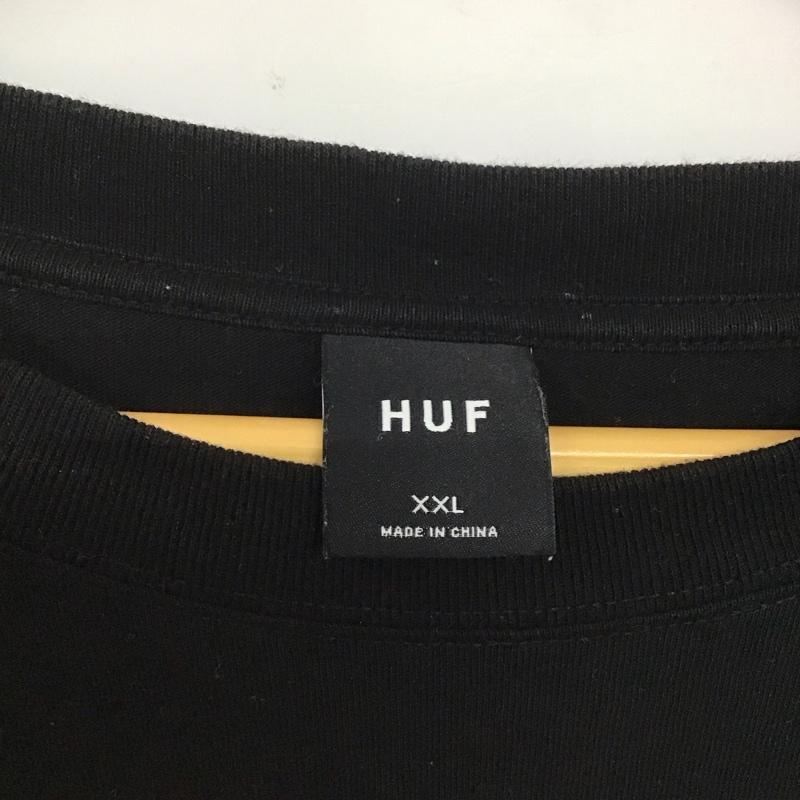 ハフ HUF カットソー 長袖 長袖カットソー プリントカットソー クルーネック XXL ロゴ、文字 黒 / ブラック /  メンズ USED 古着 中古 10145718