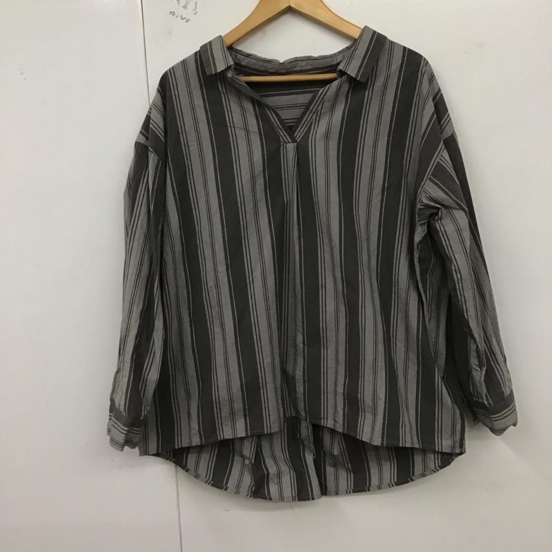 アズールバイマウジー AZUL BY MOUSSY シャツ、ブラウス 長袖 250AAW30-A374 バックタックスキッパー長袖シャツ S ストライプ 灰 / グレー /  レディース USED 古着 中古 10129286