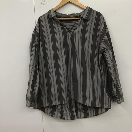 アズールバイマウジー AZUL BY MOUSSY シャツ、ブラウス 長袖 250AAW30-A374 バックタックスキッパー長袖シャツ S ストライプ 灰 / グレー /  レディース USED 古着 中古 10129286