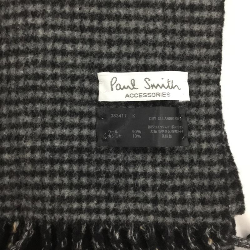 ポールスミス Paul Smith マフラー マフラー ウール カシミヤ フリンジ  黒 / ブラック / X 灰 / グレー /  メンズ USED 古着 中古 10147441