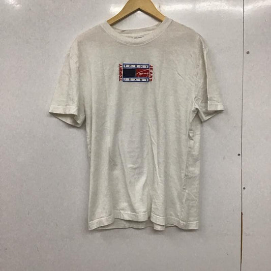 トミー ジーンズ TOMMY JEANS Tシャツ 半袖 半袖カットソー プリントTシャツ クルーネックカットソー M ロゴ、文字 白 / ホワイト /  メンズ USED 古着 中古 10139765