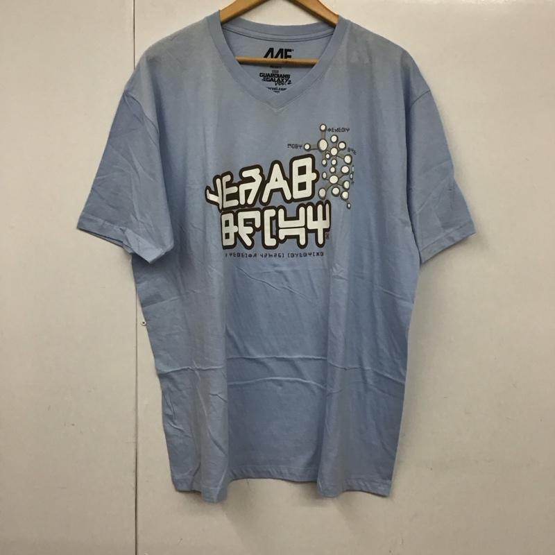 古着 USED Tシャツ 半袖 半袖カットソー プリントTシャツ Vネックカットソー XL ロゴ、文字 水色 / ライトブルー /  メンズ USED 古着 中古 10130115