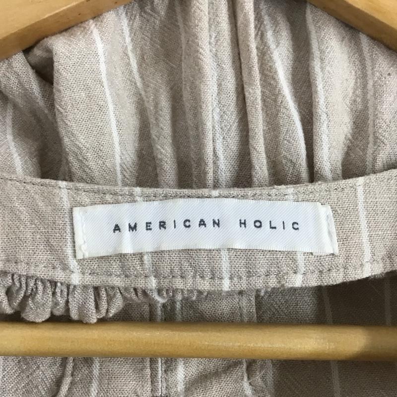 アメリカンホリック AMERICAN HOLIC チュニック 半袖 HA12L0G0190 スキッパーリネンブレンドポンチョチュニック FREE ストライプ ベージュ / ベージュ /  レディース USED 古着 中古 10129230