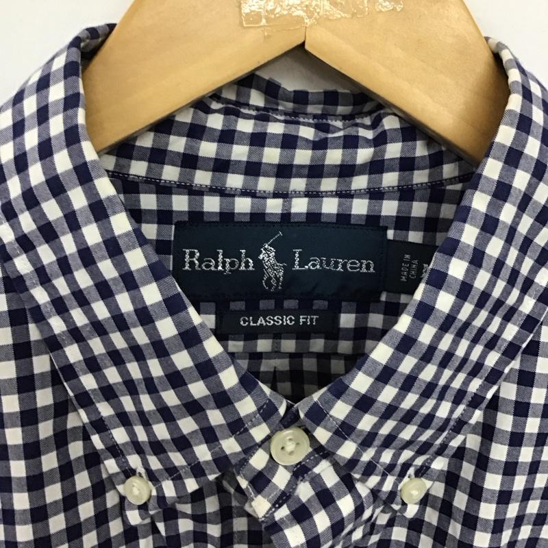 ラルフローレン RALPHLAUREN シャツ、ブラウス 長袖 長袖シャツ チェックシャツ カラーシャツ ボタンダウンシャツ M チェック 白 / ホワイト / X 青 / ブルー /  メンズ USED 古着 中古 10147595