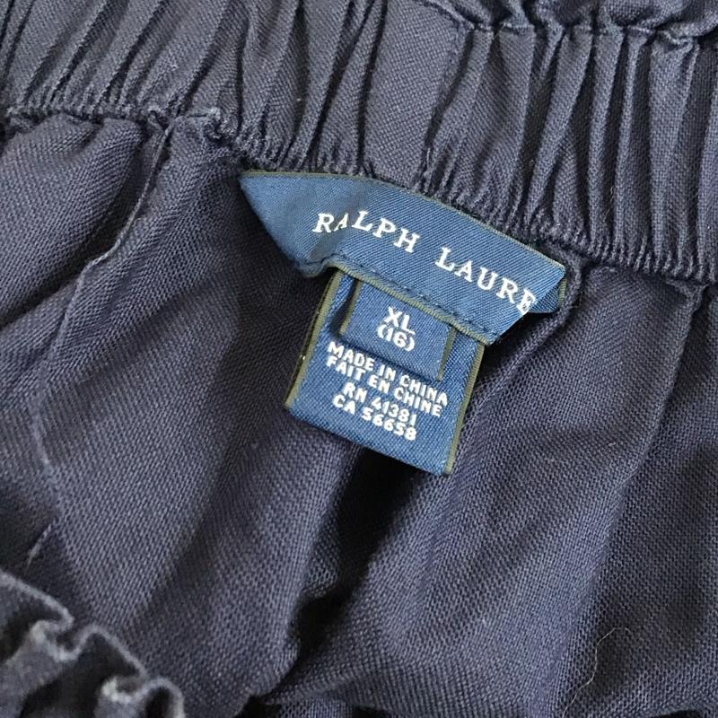 ラルフローレン RALPHLAUREN スカート ミニスカート コットン ギャザー XL ワンポイント 紺 / ネイビー /  レディース USED 古着 中古 10118745