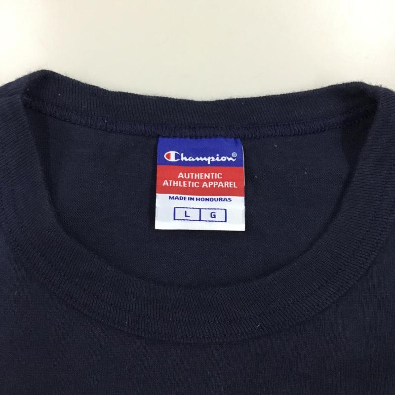 チャンピオン Champion Tシャツ 半袖 半袖カットソー 無地Tシャツ クルーネックカットソー L 無地 紺 / ネイビー /  メンズ USED 古着 中古 10120481