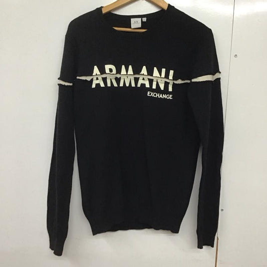 アルマーニエクスチェンジ A/X ARMANIEXCHANGE ニット、セーター 長袖 長袖ニットカットソー クルーネック セーター S ロゴ、文字 黒 / ブラック /  メンズ USED 古着 中古 10142971