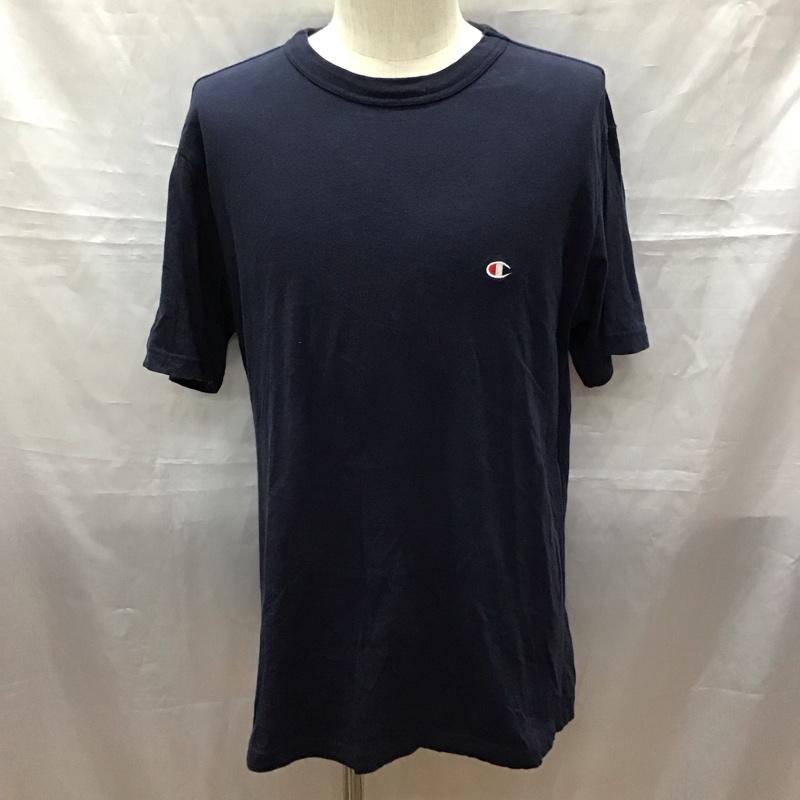 チャンピオン Champion Tシャツ 半袖 C3-P300 ショートスリーブTシャツ クルーネックカットソー XL ロゴ、文字 紺 / ネイビー /  メンズ USED 古着 中古 10116900