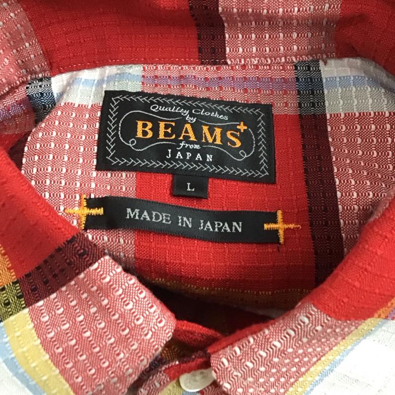 ビームスプラス BEAMS + シャツ、ブラウス 長袖 38-11-0673-139 B.D.Dobby Plaid Classic Fit ボタンダウンシャツ L チェック 赤 / レッド /  メンズ USED 古着 中古 10125803
