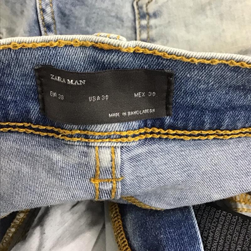 ザラメン ZARA MAN パンツ デニム、ジーンズ 5971 461 406 ストレッチ テーパード ダメージ加工 青 / ブルー /  メンズ USED 古着 中古 10111860