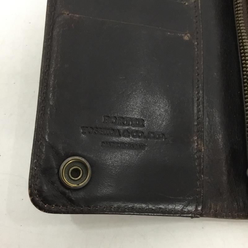 ポーター PORTER 財布 二つ折り WACKO MARIA レザー 無地 ダークブラウン / ダークブラウン /  メンズ USED 古着 中古 10137405