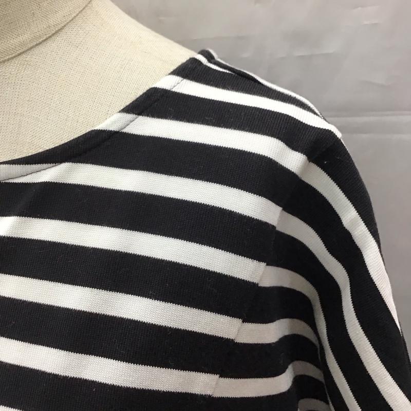 ユナイテッドアローズグリーンレーベルリラクシング UNITED ARROWS green label relaxing カットソー 半袖 3612-225-1407 後ろファスナー ボーダー柄 白 / ホワイト / X 黒 / ブラック /  レディース USED 古着 中古 10117039