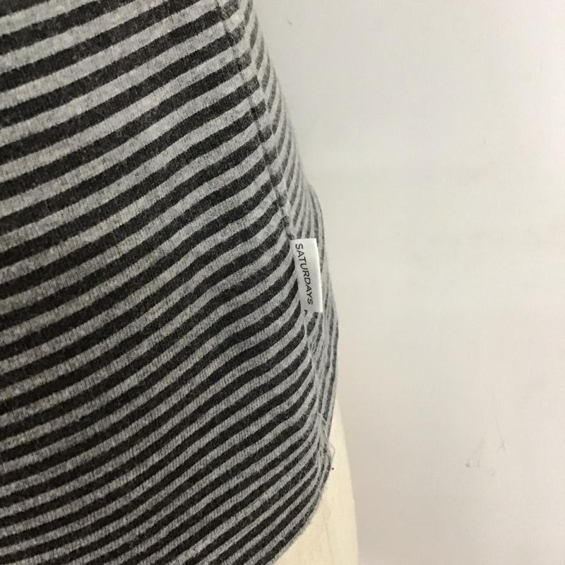 サタデーズサーフニューヨークシティー SATURDAYS SURF NYC Tシャツ 半袖 半袖カットソー プリントTシャツ クルーネックカットソー XS ボーダー柄 灰 / グレー /  メンズ USED 古着 中古 10113140