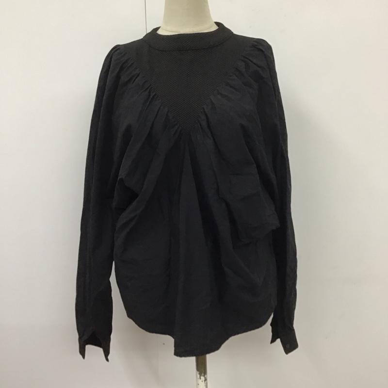 セレクトモカ select MOCA カットソー 長袖 10003111-4 デコルテデザインボリュームスリーブボトルネックブラウス FREE 無地 黒 / ブラック /  レディース USED 古着 中古 10110864