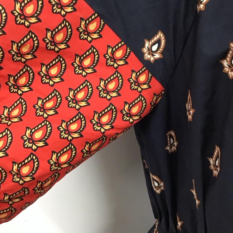 アズールバイマウジー AZUL BY MOUSSY ワンピース ひざ丈スカート 250ASS33-J067 オフショルダー 半袖 S 総柄 赤 / レッド / X 紺 / ネイビー /  レディース USED 古着 中古 10115305