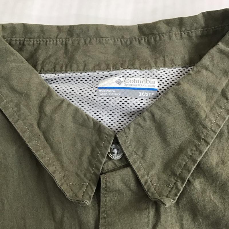 コロンビア Columbia シャツ、ブラウス 長袖 長袖シャツ カラーシャツ ポケットシャツ 長袖カットソー ロゴ、文字 カーキ / カーキ /  メンズ USED 古着 中古 10119944