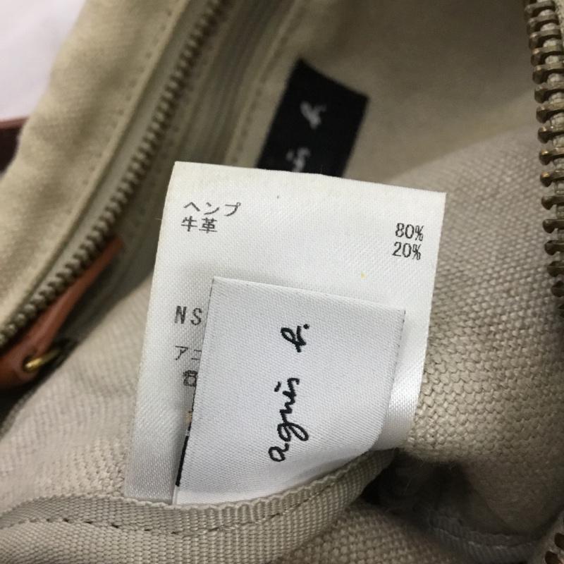 アニエス・ベー agnes b. ショルダーバッグ ショルダーバッグ NS14C-01 ヘンプ レザー ロゴ、文字 茶 / ブラウン / X アイボリー / アイボリー /  レディース USED 古着 中古 10147142