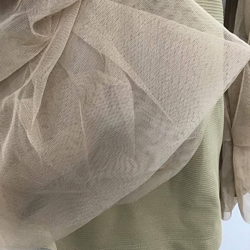 ミスティウーマン mysty woman カットソー 長袖 mw060166ts ハイネックチュールタック袖プルオーバー 長袖カットソー 袖レース FREE 無地 ベージュ / ベージュ /  レディース USED 古着 中古 10105638